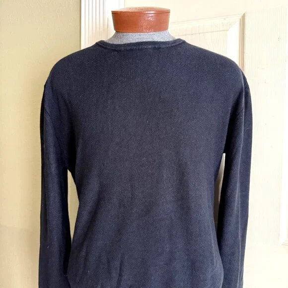 mens size‎ XXL navy blue virgin wool Belstaff sweater jumper seedstitch